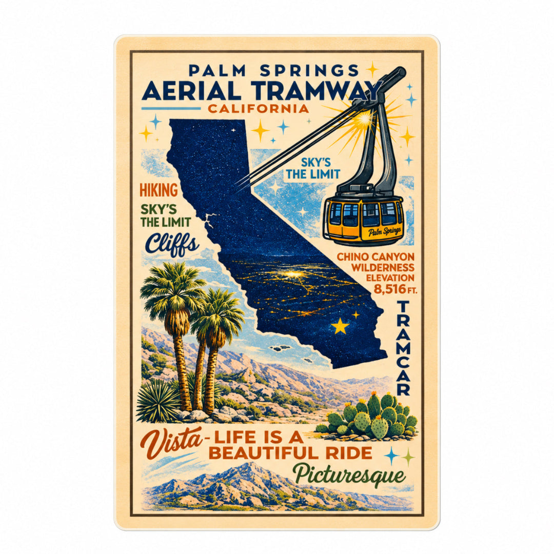 PSAT Retro Travel Poster Sticker