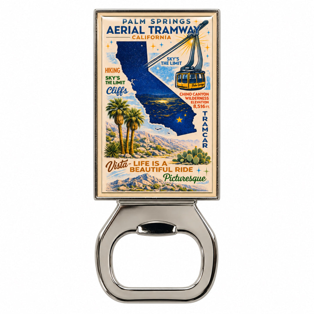 PSAT Retro Travel Poster Magnet Bottle Opener